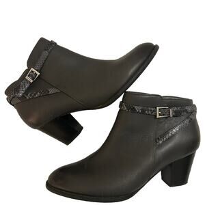 Vionic Upton Women’s 8.5m EU 40 Gray Leather Ankle Boots Booties Comfort Shoes